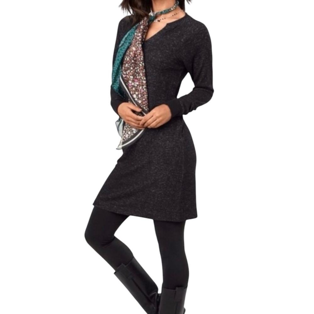 Cabi The PJ V Neckline Long Sleeve Knit Dress Size Large